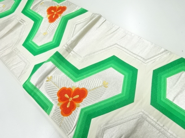 アンティーク　毘沙門亀甲に若松模様織出し袋帯（材料）